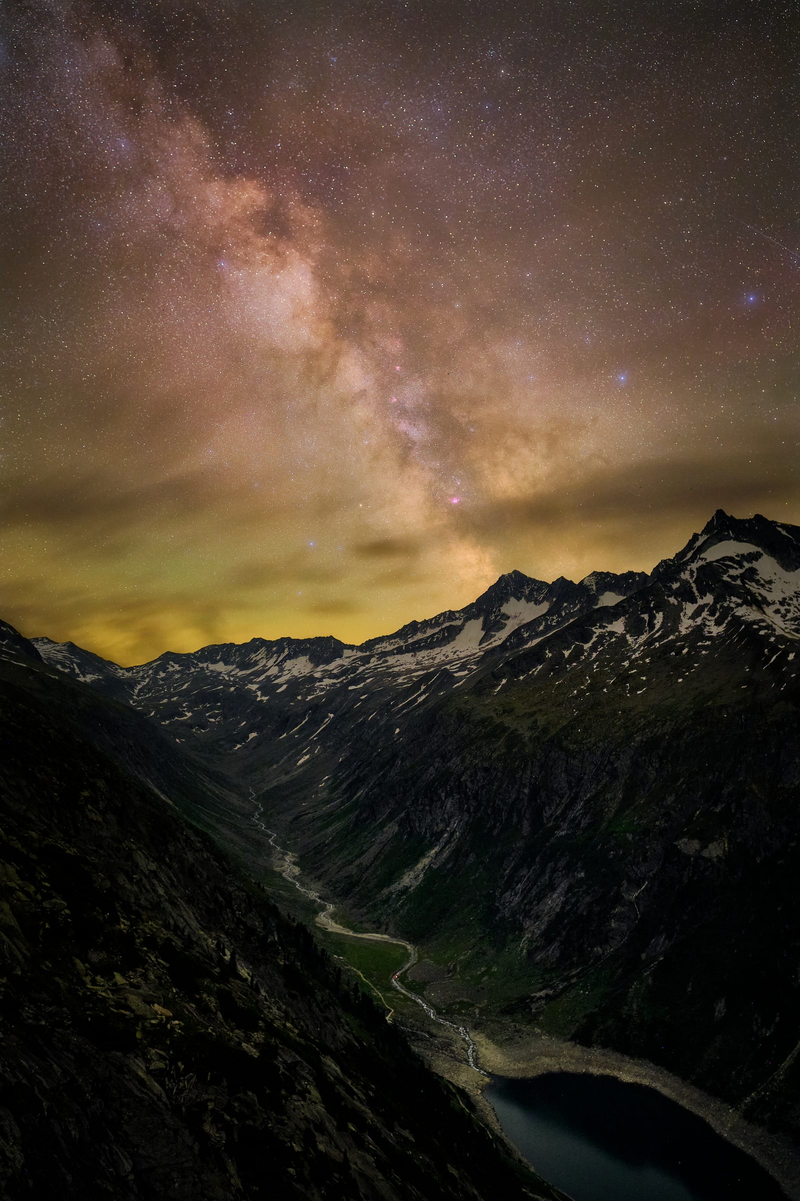 Nightscape — Star trail over Zillertal